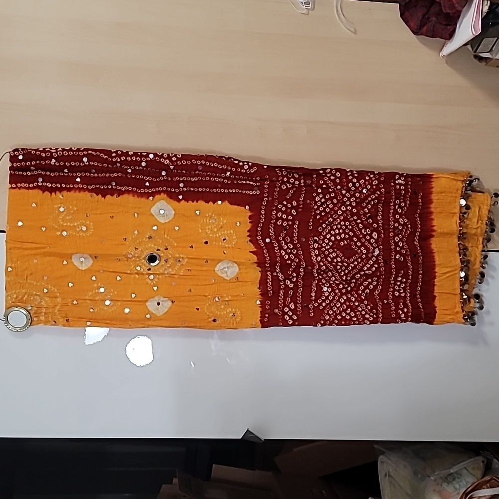 Woman's Scarf Dupatta Hand Stitched 88”x 34” Women's COOP, Sawai Madhapur, India